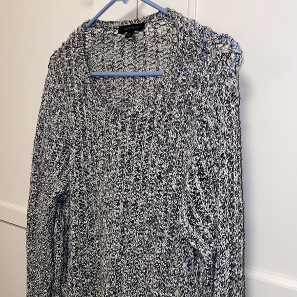 Ann Taylor Large Black White Chunky Open Knit Crew Neck Long Sleeve Sweater - Picture 13 of 14